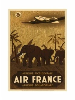 Affiche Air France « Afrique Occidentale - Afrique équatoriale » - 50 X 70 Cm