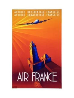 Affiche Air France « Afrique Occidentale Et équatoriale Française » - 50 X 70 Cm