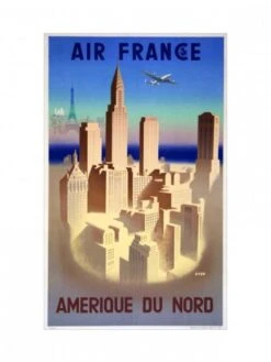 Affiche Air France « Amérique Du Nord » - 60 X 80 Cm
