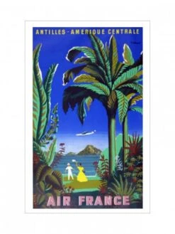 Affiche Air France « Antilles - Amérique Centrale » - 50 X 70 Cm