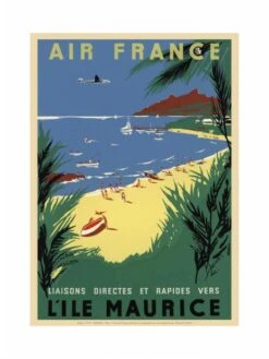 Affiche Air France « L'île Maurice » - 50 X 70 Cm