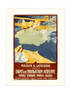 Affiche Air France « Latécoère Lignes De Navigation Aériennes » - 50 X 70 Cm