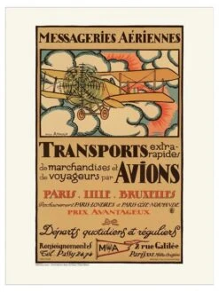 Affiche Air France « Messageries Aériennes » - 70 X 100 Cm