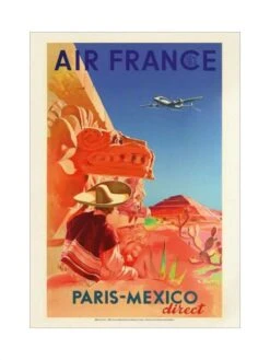 Affiche Air France « Paris - Mexico Direct » - 60 X 80 Cm