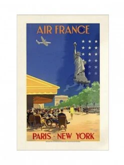 Prêt à Encadrer Air France « Paris - New York » - 40 X 50 Cm