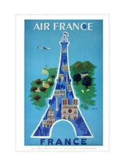 Affiche Air France « Paris - Tour Eiffel » - 50 X 70 Cm