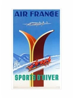 Affiche Air France « Sports D'hiver » - 50 X 70 Cm