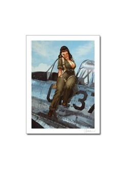 Affiche Pin-Up Au Décolleté - Signée - Romain HUGAULT - 30 X 40 Cm -BOUTIQUE AERO affiche pin up au decollete signee romain hugault 30 x 40 cm 1