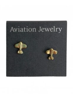 Garmin Boucles D'oreille Brutes Avion Mini Plaqué Or