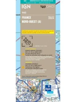 Carte IGN OACI 2024 1/500 000e Nord-Ouest - Version PLASTIFIÉE