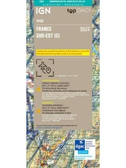 Carte IGN OACI 2024 1/500 000e Sud-Est - Version PLASTIFIÉE