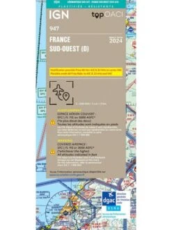 Carte IGN OACI 2024 1/500 000e Sud-Ouest - Version PLASTIFIÉE