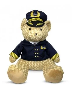 Peluche Ourson Pilote Avec Costume Et Casquette (80 Cm)