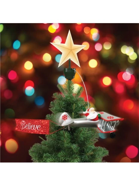 Décoration De Noël - Santa’s Biplane Animated Tree Topper 4 Décoration De Noël - Santa’s Biplane Animated Tree Topper – Image 2