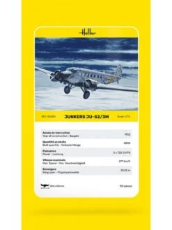 Heller Maquette à Monter Junkers JU52 - 1/72e -BOUTIQUE AERO maquette a monter ju52 junker 1 72e 3