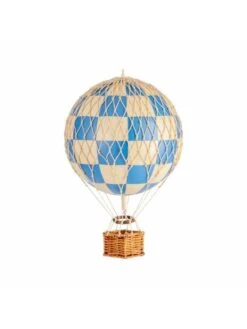 Montgolfière à Carreaux Bleue à Suspendre - Diamètre 32 Cm -BOUTIQUE AERO maquette montgolfiere bleue a carreaux diametre 32 cm 4