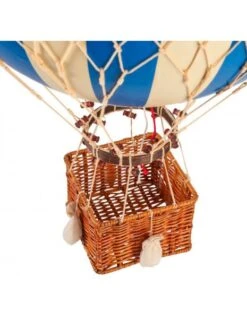 Montgolfière Rayures Ivoires Et Bleues à Suspendre - Diamètre 42 Cm -BOUTIQUE AERO maquette montgolfiere bleue diametre 42 cm 2