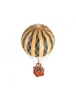 Maquette Bois Montgolfière à Suspendre Rayures Ivoires Et Noir - Diamètre 8,5 Cm