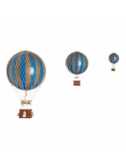 Montgolfière Bleues (et Or) à Suspendre - Diamètre 18 Cm -BOUTIQUE AERO montgolfiere rayures dorees et bleues a suspendre diametre 18 cm 5