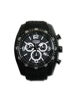 Montre Adriatica 1181.B254CH - Boîtier Noir, Cadran Noir, Bracelet Caoutchouc Noir