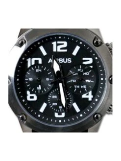 Montre Airbus Exclusive Pilote - Boîtier Acier, Cadran Noir, Bracelet Silicone Noir -BOUTIQUE AERO montre airbus exclusive pilote boitier acier cadran noir bracelet silicone noir 1