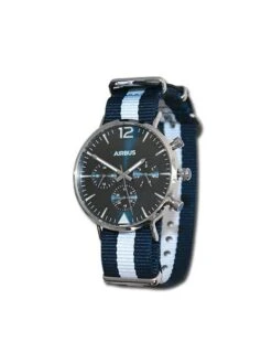 Montre Airbus Montmartre - Boîtier Acier, Cadran Bleu, Bracelet Tissu Bleu Et Blanc -BOUTIQUE AERO montre airbus montmartre boitier acier cadran bleu bracelet tissu bleu et blanc 2