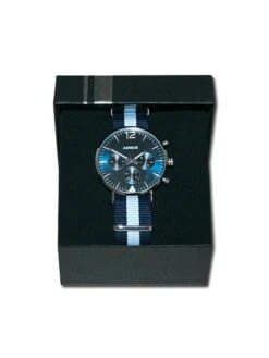 Montre Airbus Montmartre - Boîtier Acier, Cadran Bleu, Bracelet Tissu Bleu Et Blanc -BOUTIQUE AERO montre airbus montmartre boitier acier cadran bleu bracelet tissu bleu et blanc 3