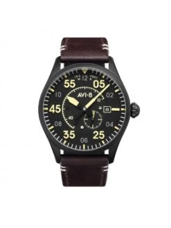 Montre Automatique AVI-8 Spitfire Midnight Chrome AV-4073-33 - Boîtier Noir, Cadran Noir, Bracelet Cuir Marron Foncé -BOUTIQUE AERO montre automatique avi 8 spitfire midnight chrome av 4073 33 boitier noir cadran noir bracelet cuir marron fonce 2