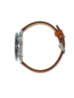 Montre Automatique Patrouille De France Athos 8 - Boîtier Noir, Cadran Bleu, Bracelet Cuir Marron Clair -BOUTIQUE AERO montre automatique patrouille de france athos 8 boitier acier cadran bleu bracelet cuir marron clair 1