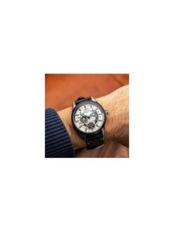 Montre AVI-8 Hawker Harrier Farley AV-4098-01 - Boîtier Acier, Cadran Acier, Bracelet Cuir Noir -BOUTIQUE AERO montre avi 8 hawker harrier farley av 4098 01 boitier acier cadran acier bracelet cuir noir 4
