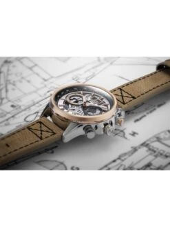 Montre AVI-8 Hawker Harrier II AV-4065-02 Brun Or Brûlé - Boîtier Acier, Cadran Gris, Bracelet Cuir Marron Clair -BOUTIQUE AERO montre avi 8 hawker harrier ii av 4065 02 brun or brule boitier acier cadran gris bracelet cuir marron clair 1
