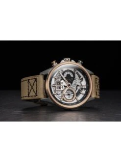 Montre AVI-8 Hawker Harrier II AV-4065-02 Brun Or Brûlé - Boîtier Acier, Cadran Gris, Bracelet Cuir Marron Clair -BOUTIQUE AERO montre avi 8 hawker harrier ii av 4065 02 brun or brule boitier acier cadran gris bracelet cuir marron clair 5