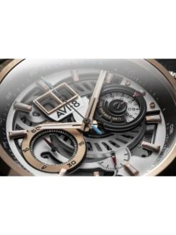 Montre AVI-8 Hawker Harrier II AV-4065-02 Brun Or Brûlé - Boîtier Acier, Cadran Gris, Bracelet Cuir Marron Clair -BOUTIQUE AERO montre avi 8 hawker harrier ii av 4065 02 brun or brule boitier acier cadran gris bracelet cuir marron clair 7