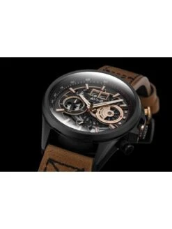 Montre AVI-8 Hawker Harrier II AV-4065-03 Bronze - Boîtier Noir, Cadran Noir, Bracelet Cuir Marron -BOUTIQUE AERO montre avi 8 hawker harrier ii av 4065 03 bronze boitier noir cadran noir bracelet cuir marron 2