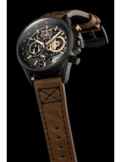 Montre AVI-8 Hawker Harrier II AV-4065-03 Bronze - Boîtier Noir, Cadran Noir, Bracelet Cuir Marron -BOUTIQUE AERO montre avi 8 hawker harrier ii av 4065 03 bronze boitier noir cadran noir bracelet cuir marron 3