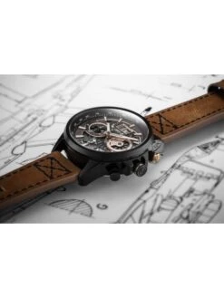 Montre AVI-8 Hawker Harrier II AV-4065-03 Bronze - Boîtier Noir, Cadran Noir, Bracelet Cuir Marron -BOUTIQUE AERO montre avi 8 hawker harrier ii av 4065 03 bronze boitier noir cadran noir bracelet cuir marron 4