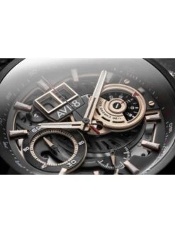 Montre AVI-8 Hawker Harrier II AV-4065-03 Bronze - Boîtier Noir, Cadran Noir, Bracelet Cuir Marron -BOUTIQUE AERO montre avi 8 hawker harrier ii av 4065 03 bronze boitier noir cadran noir bracelet cuir marron 7