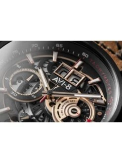 Montre AVI-8 Hawker Harrier II AV-4065-03 Bronze - Boîtier Noir, Cadran Noir, Bracelet Cuir Marron -BOUTIQUE AERO montre avi 8 hawker harrier ii av 4065 03 bronze boitier noir cadran noir bracelet cuir marron 8
