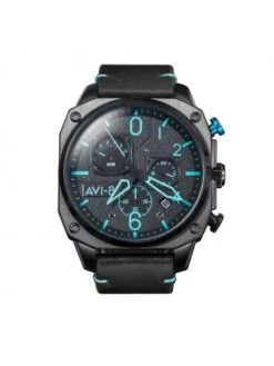 Montre AVI-8 Hawker Hunter AV-4052-05 Diamant Profond - Boîtier Noir, Cadran Noir, Bracelet Cuir Noir