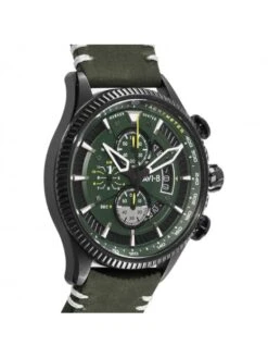 Montre AVI-8 Hawker Hunter AV-4064-02 Vert Anthracite - Boîtier Noir, Cadran Vert, Bracelet Cuir Vert -BOUTIQUE AERO montre avi 8 hawker hunter av 4064 02 vert anthracite boitier noir cadran vert bracelet cuir vert 2