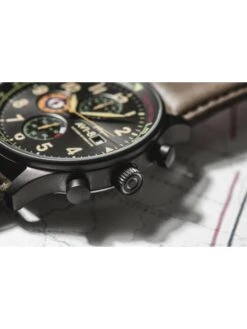 Montre AVI-8 Hawker Hurricane AV-4011-0E Terre Noire - Boîtier Noir, Cadran Noir, Bracelet Cuir Kaki -BOUTIQUE AERO montre avi 8 hawker hurricane av 4011 0e terre noire boitier noir cadran noir bracelet cuir kaki 4
