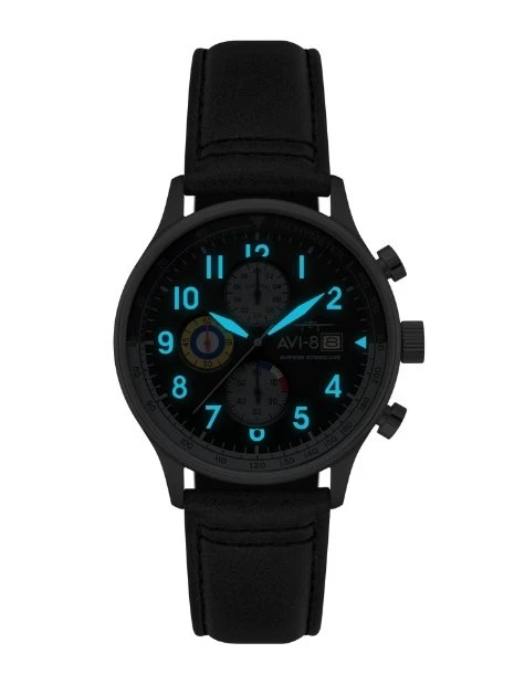 Montre AVI-8 Hawker Hurricane AV-4011-0U Gris Noir - Boîtier Acier, Cadran Noir, Bracelet Cuir Gris 4 Montre AVI-8 Hawker Hurricane AV-4011-0U Gris Noir - Boîtier Acier, Cadran Noir, Bracelet Cuir Gris – Image 2