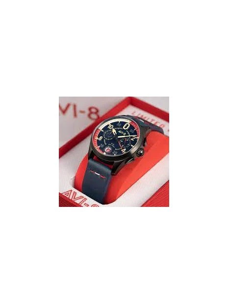 Montre AVI-8 Laguna Sumatra AV-4105-01 édition Limitée - Boîtier Acier, Cadran Tricolore, Bracelet Cuir Bleu 5 Montre AVI-8 Laguna Sumatra AV-4105-01 édition Limitée - Boîtier Acier, Cadran Tricolore, Bracelet Cuir Bleu – Image 3