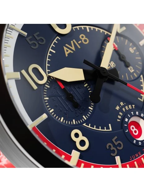 Montre AVI-8 Laguna Sumatra AV-4105-01 édition Limitée - Boîtier Acier, Cadran Tricolore, Bracelet Cuir Bleu 6 Montre AVI-8 Laguna Sumatra AV-4105-01 édition Limitée - Boîtier Acier, Cadran Tricolore, Bracelet Cuir Bleu – Image 4