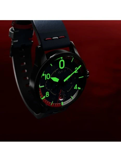 Montre AVI-8 Laguna Sumatra AV-4105-01 édition Limitée - Boîtier Acier, Cadran Tricolore, Bracelet Cuir Bleu 9 Montre AVI-8 Laguna Sumatra AV-4105-01 édition Limitée - Boîtier Acier, Cadran Tricolore, Bracelet Cuir Bleu – Image 7