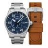 Montre Automatique AVI-8 Spitfire AV-4073-11 - Boîtier Acier, Cadran Bleu, Bracelet Cuir Marron