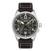 Montre AVI-8 Spitfire AV-4089-01 Chêne De Minuit - Boîtier Acier, Cadran Noir, Bracelet Cuir Noir