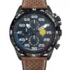 Montre Patrouille De France Athos 4 - Boîtier Noir, Cadran Noir, Bracelet Cuir Marron -BOUTIQUE AERO montre patrouille de france athos 4 boitier noir cadran noir bracelet cuir marron
