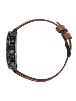 Montre Patrouille De France Athos 4 - Boîtier Noir, Cadran Noir, Bracelet Cuir Marron -BOUTIQUE AERO montre patrouille de france athos 4 boitier noir cadran noir bracelet cuir marron 3