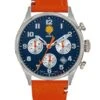 Montre Patrouille De France Athos 7 - Boîtier Acier, Cadran Bleu, Bracelet Cuir Orange